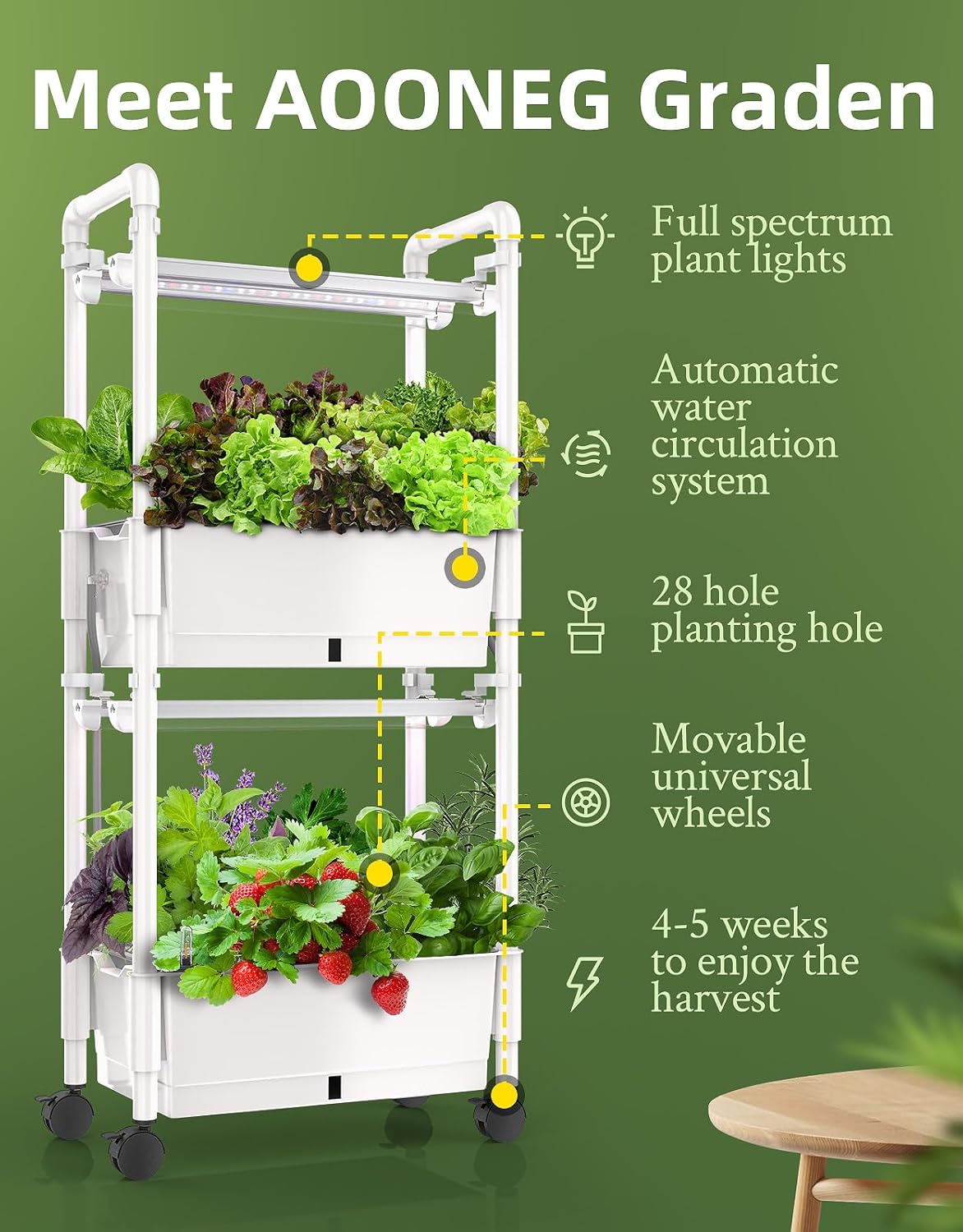 Hydroponics Growing System,AOONEG 28Pods Indoor Herb Garden with LED Grow Light,Hydroponics Growing System Kit with