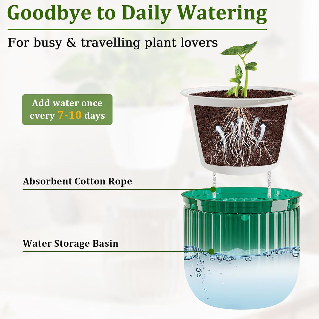 Halatool 2 Pack 8.3 Inch Self-Watering Hanging Planters for Indoor Plants, Outdoor Flower Pots with 2 Metal Chains