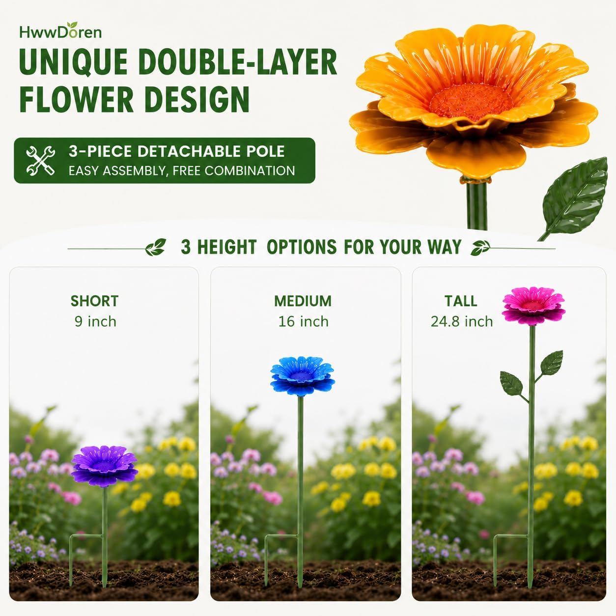 4 Pack Bee Watering Stations for Garden, Metal Flower Butterfly Feeders, Colorful Bee Bath Bowls with Adjustable Stakes