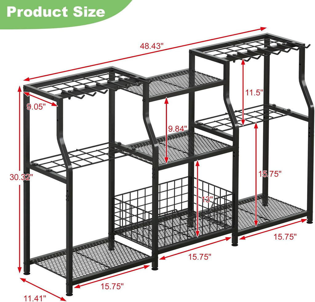 keomaisyto Garden Tool Organizer, Heavy Duty Yard Tool Tower Rack for Garage Organization and Storage, 3 Tier Utility