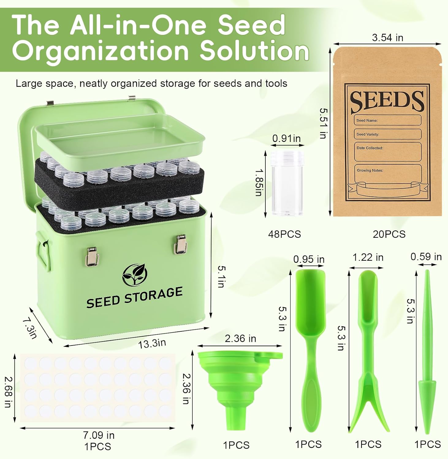 Seed Storage Organizer, Metal Seed Vault Bank Saving Containers Box (Seeds not Included)
