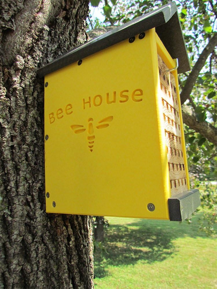 Small Poly Lumber Mason Bee House - Attracts Bee Pollinators in Your Garden - Made in The USA