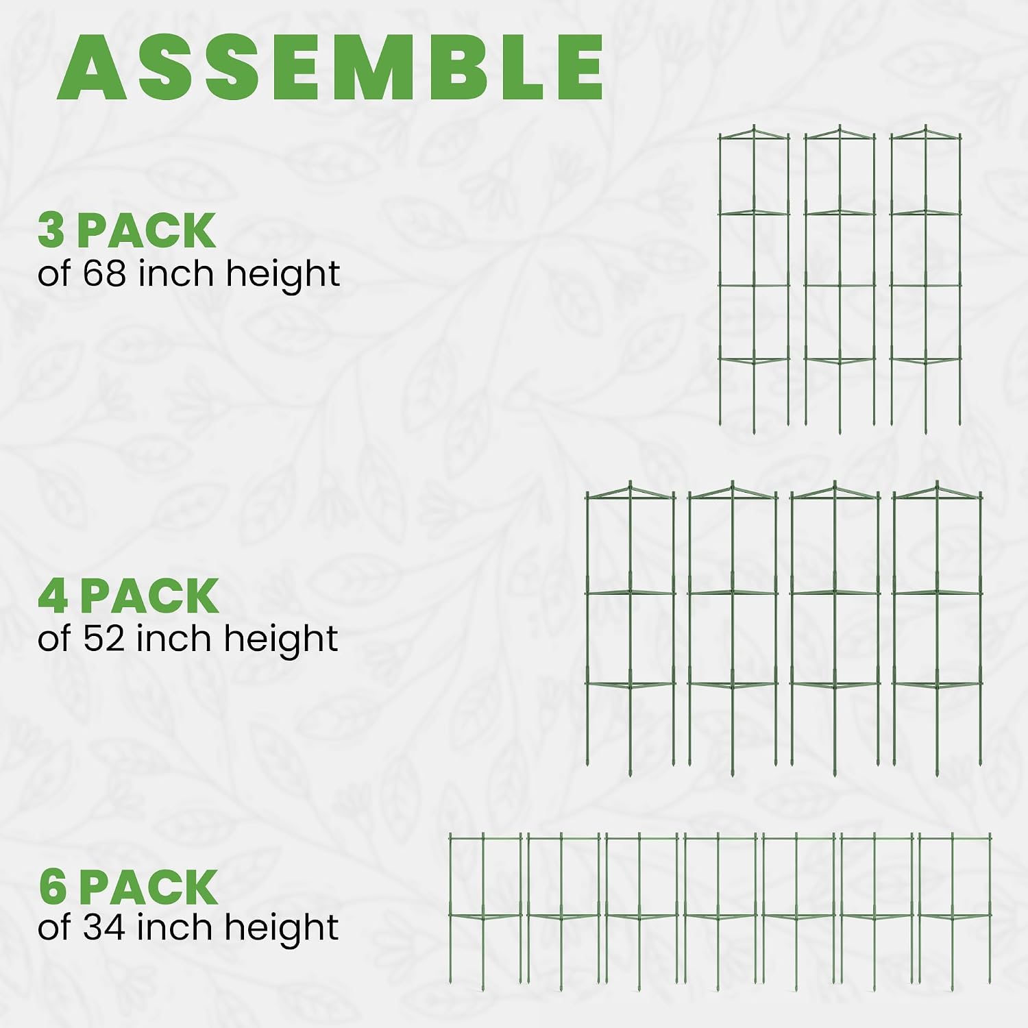 K-Brands Tomato Cage - Tomatoes Plant Stakes Support Cages Trellis for Garden and Pots (3 Pack - Extra Tall Upto 68