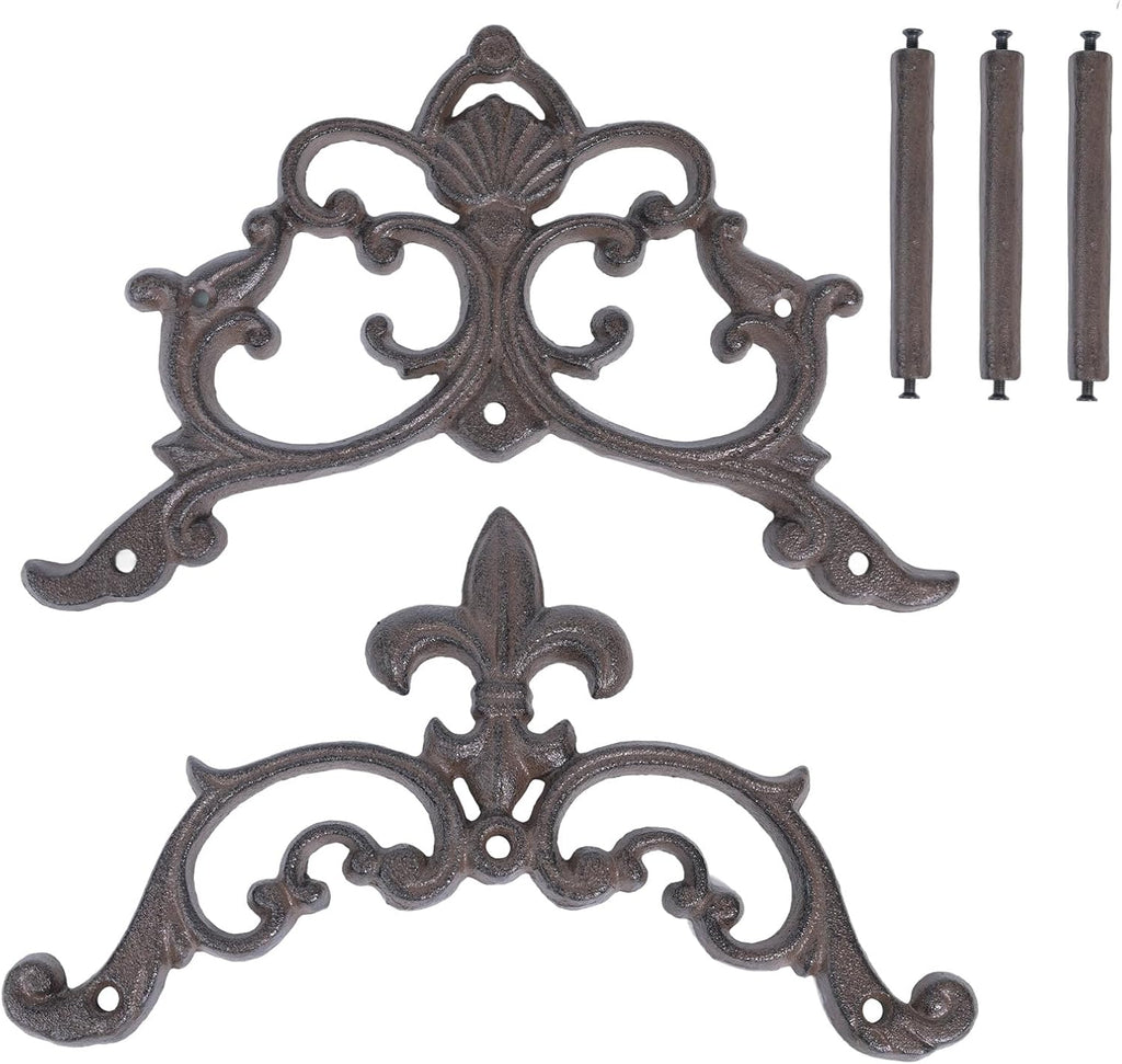 Cast Iron Garden Hose Holder, Wall Mount Hose Storage (Brown)
