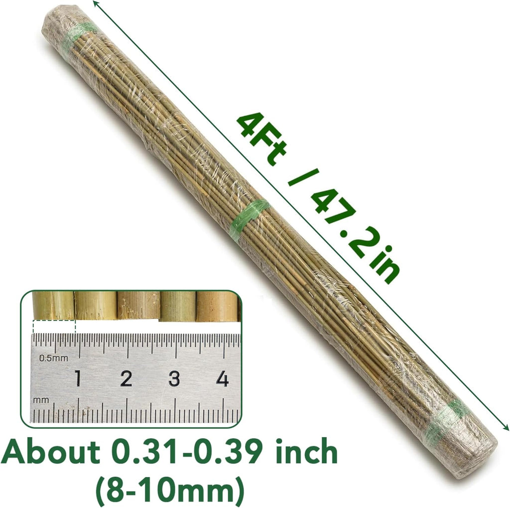 65 Pcs Bamboo Plant Stakes 4 Feet, Oltara Natural Bamboo Sticks Garden Stakes for Climbing Plants Support, Bamboo