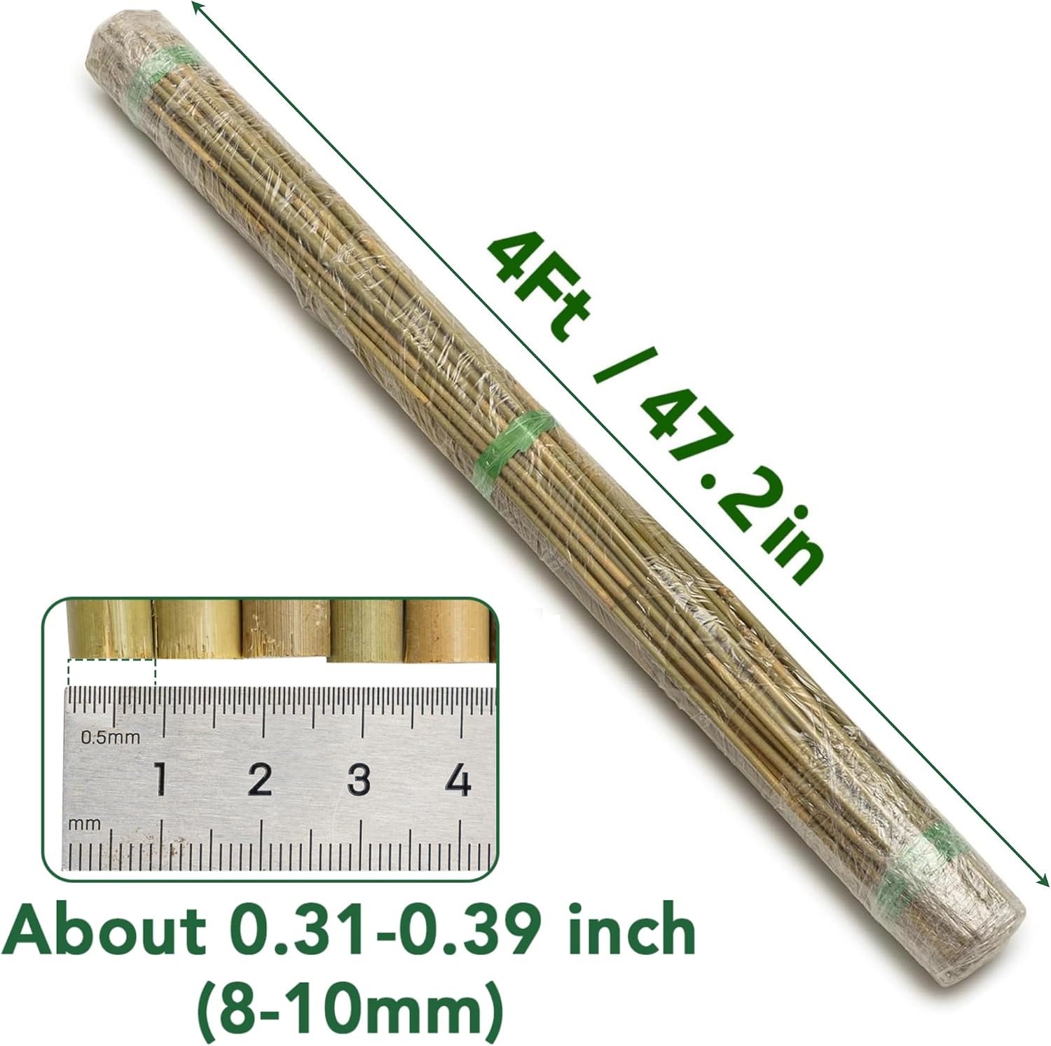 65 Pcs Bamboo Plant Stakes 4 Feet, Oltara Natural Bamboo Sticks Garden Stakes for Climbing Plants Support, Bamboo