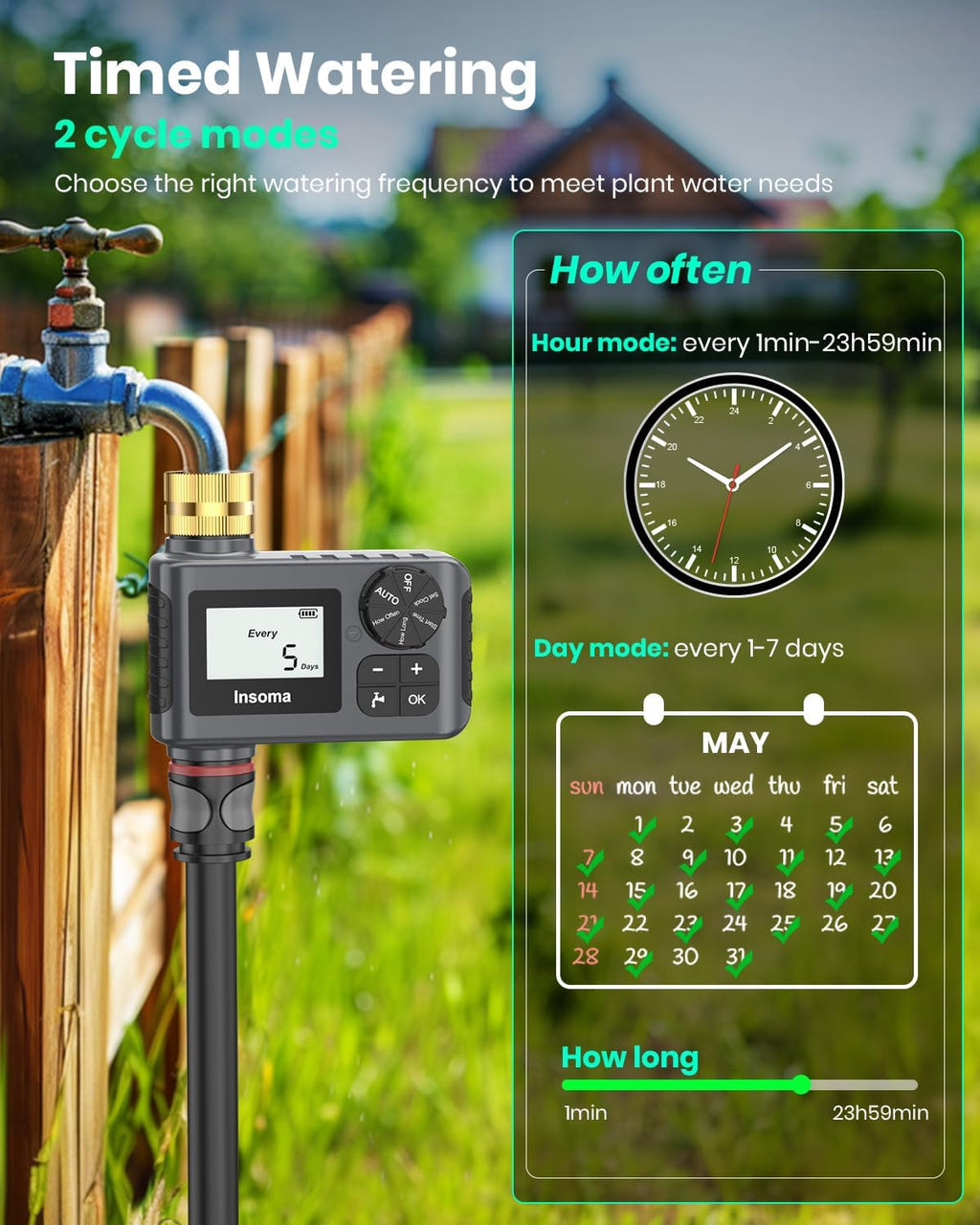 Sprinkler Timer with Brass Swivel, Programmable Water Timer for Outdoor Garden Hose, Hose Timers with Rain