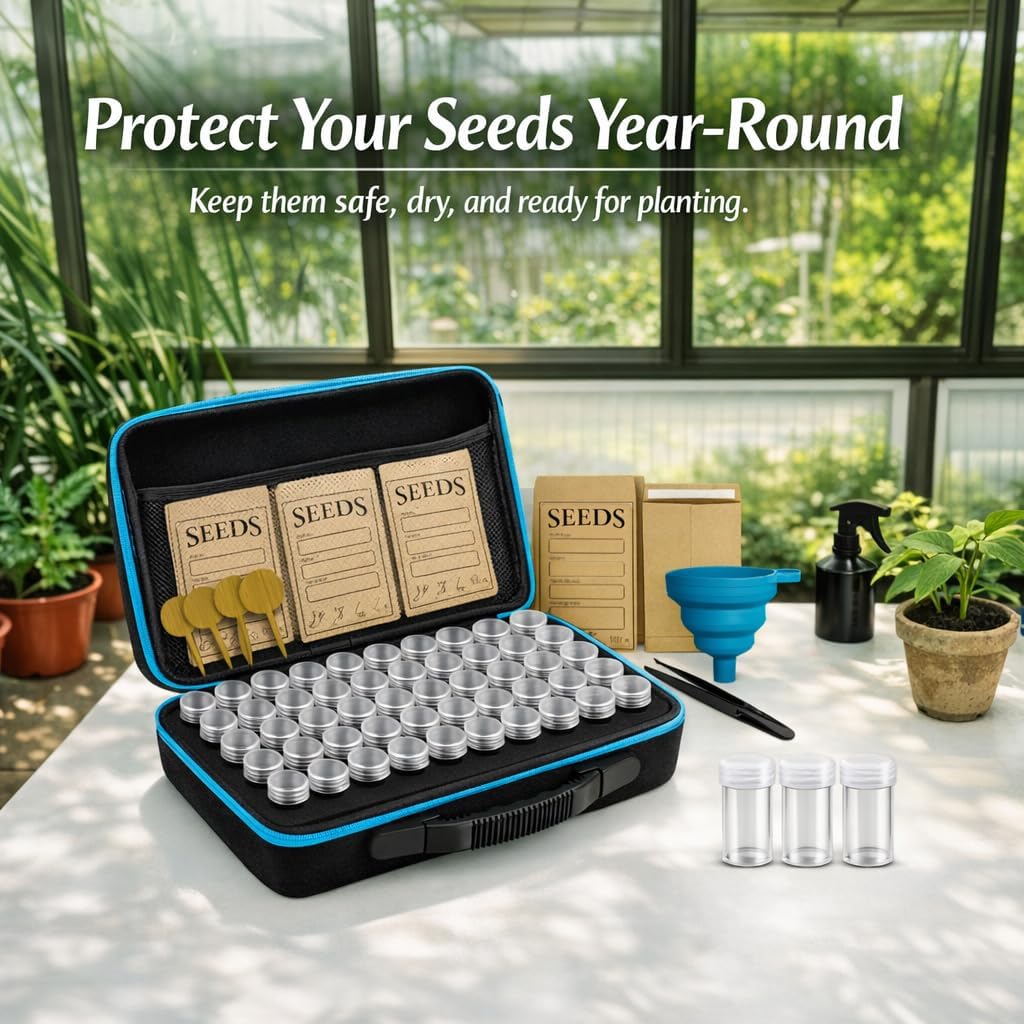Seed Storage Organizer Kit with 120 Seed Containers, Seed Organizer & Seed Saving Box for Seed Collection &