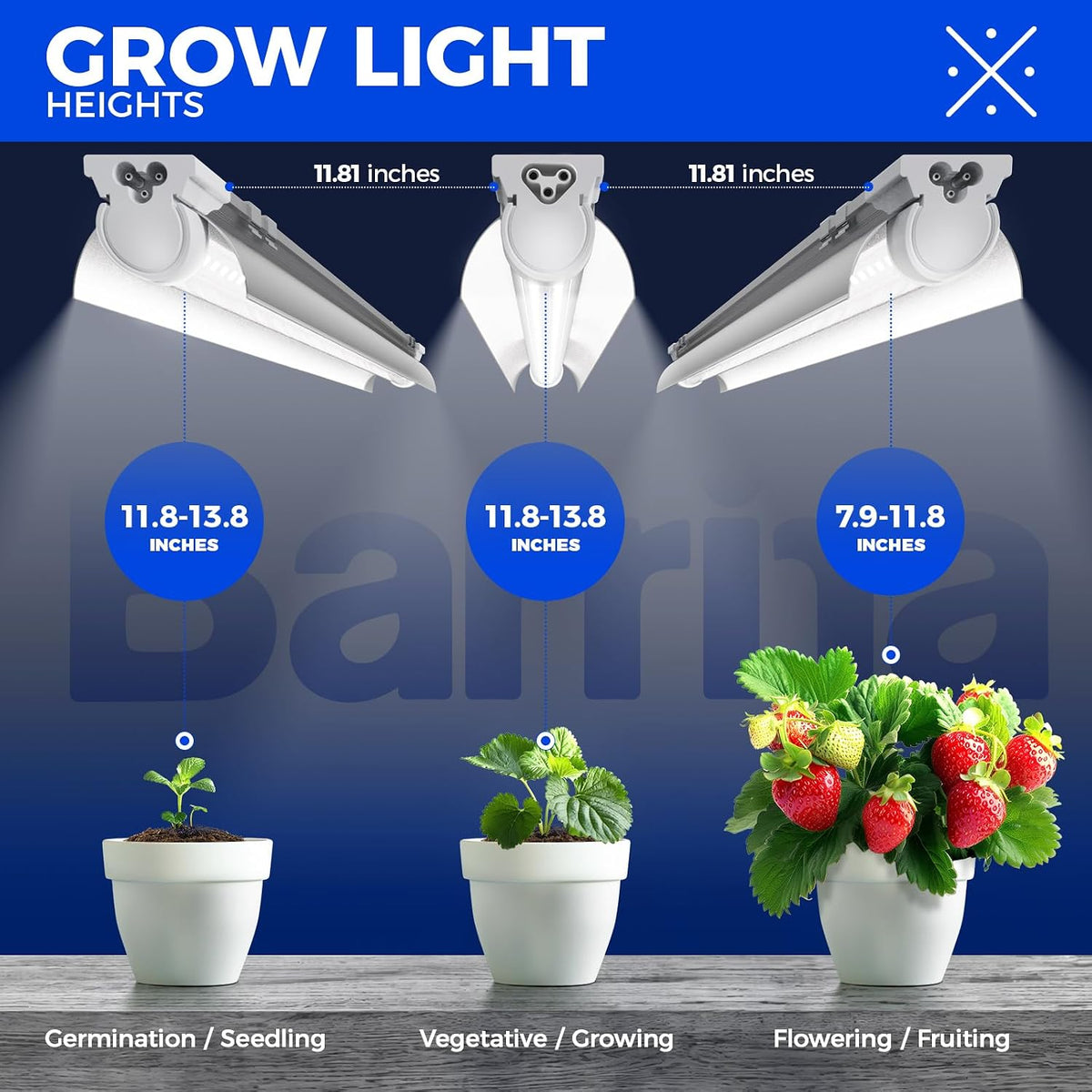 Barrina Plant Grow Lights, 4FT 5000K Full Spectrum Daylight White, 6 Packs | 252W(6 x 42W, 1400W Equivalent), T8 LED