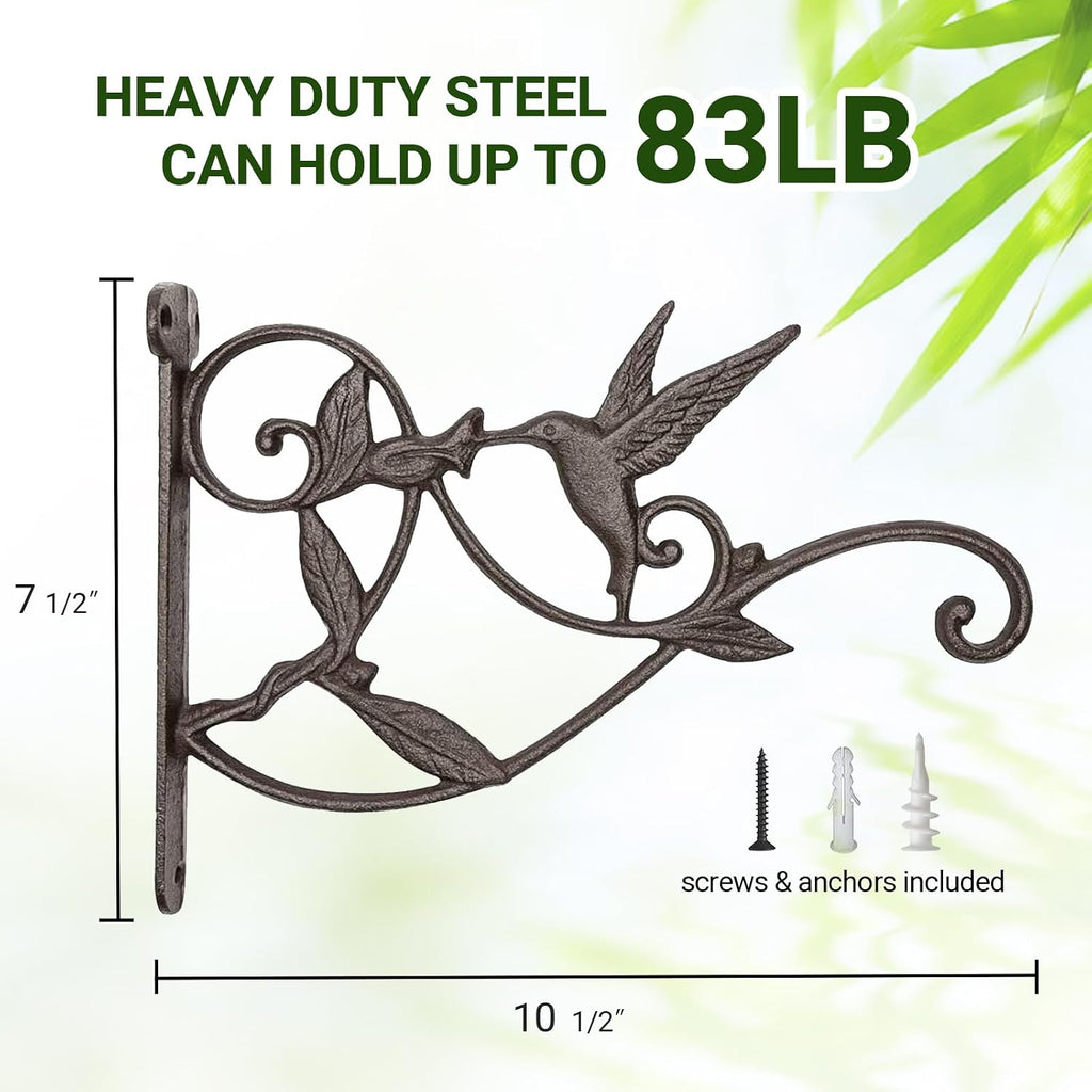Mkono Plant Hangers Outdoor, Iron Decorative Hummingbird Feeder Bracket | 2 Pack, Rust-Proof, Bird Shaped Design, Easy