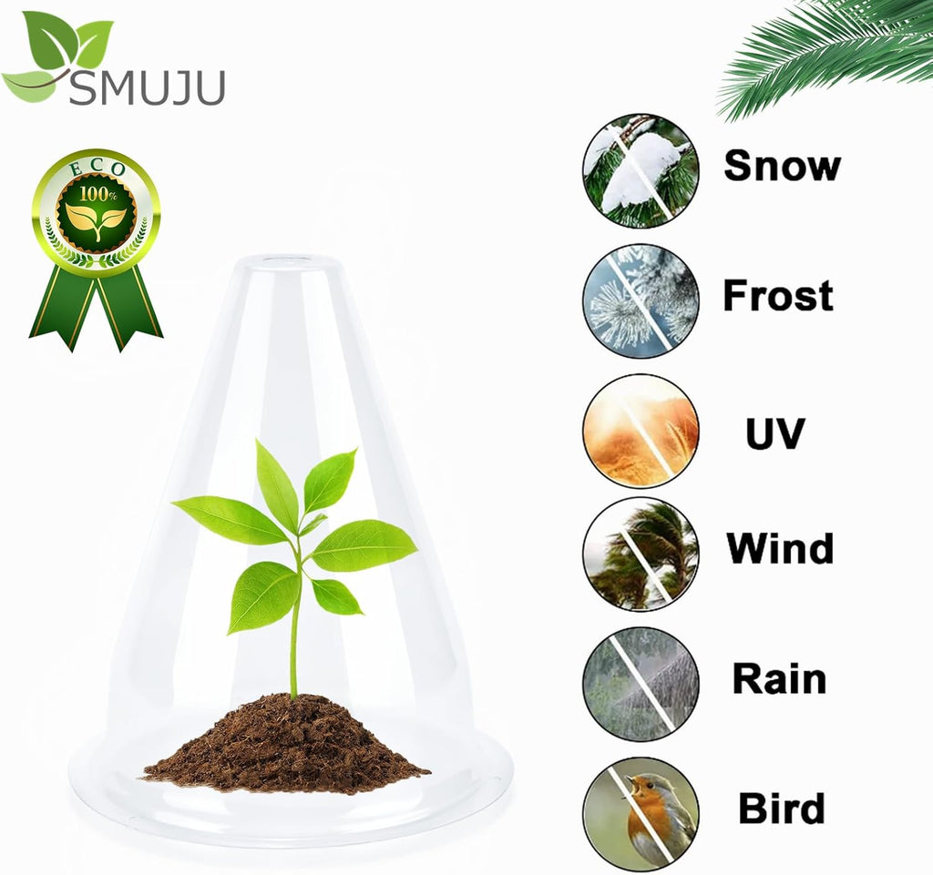 【24 Pieces】 Garden Cloches for Plants, Plant Cover Plant Protectors Transparent Bell Jar Cloches Protection Plants from