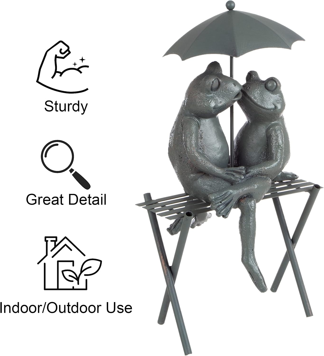 Pure Garden Resin Whimsical Frog Couple Statue, Bronze, 8" x 6.25" x 14.5" | Romantic Animal Figurine for Outdoor