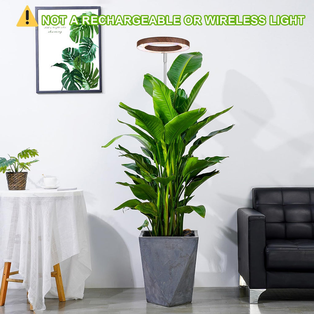 Plant Grow Light, LED Growing Light Full Spectrum for Indoor Plants,Aluminum Walnut Wood Grain Plant Lights,Height