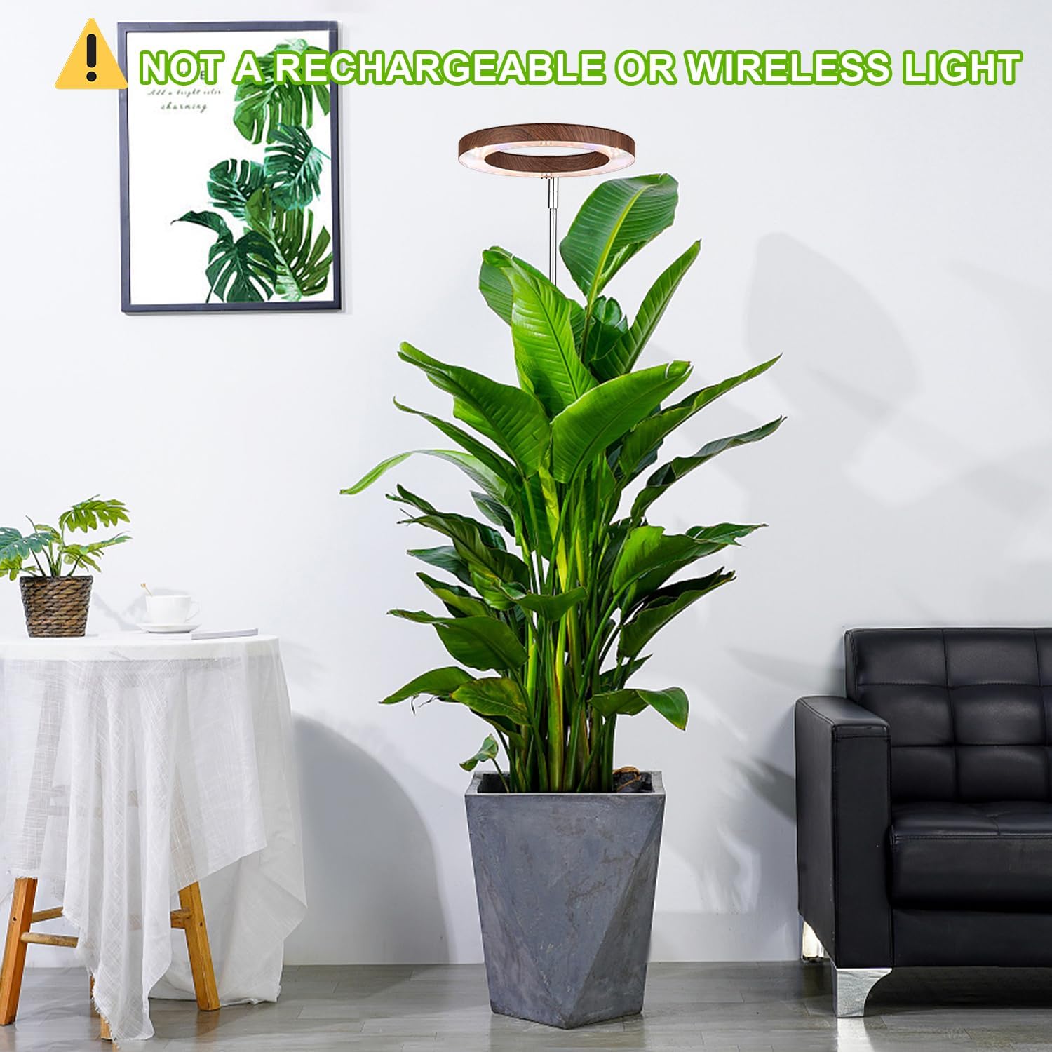 Plant Grow Light, LED Growing Light Full Spectrum for Indoor Plants,Aluminum Walnut Wood Grain Plant Lights,Height