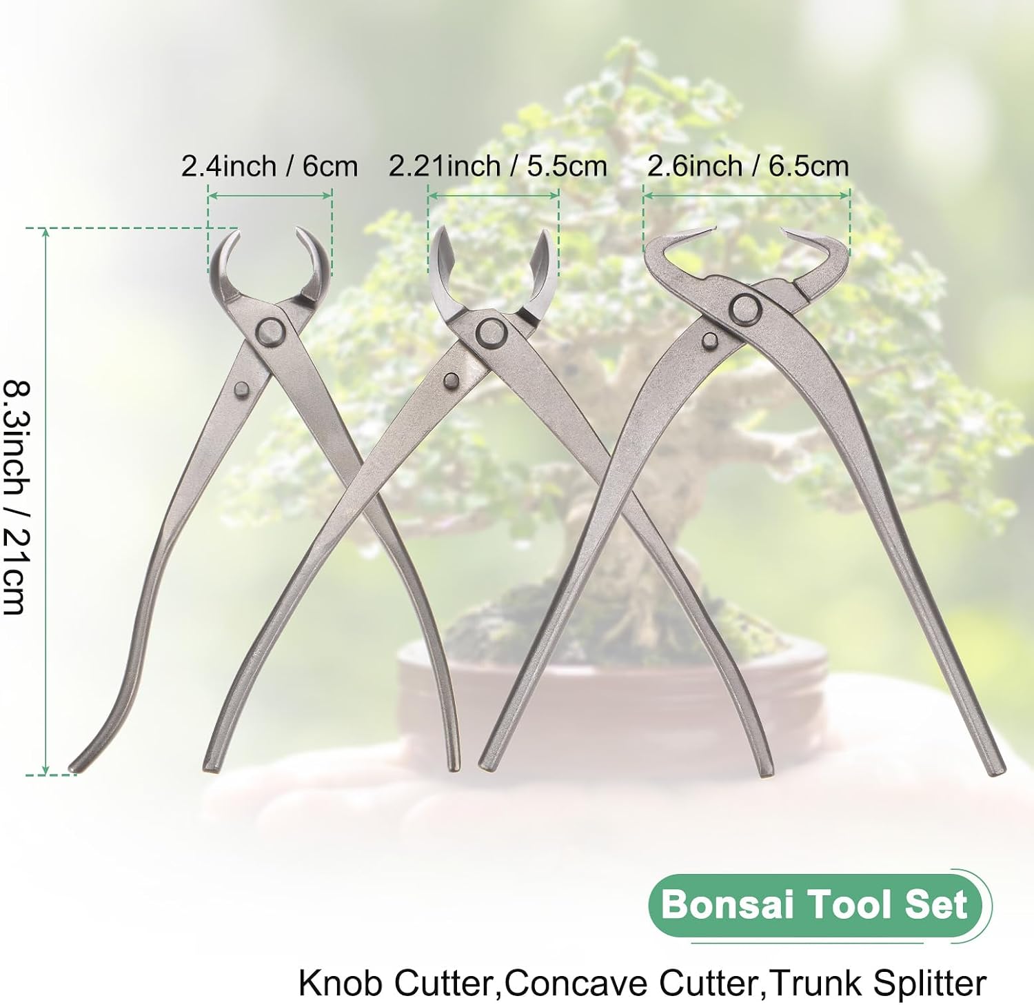 M METERXITY 3Peice Bonsai Tool Set - 8.3 Inch High Carbon Steel Knob Concave Cutter, Bonsai Tree Plants Modeling Tools