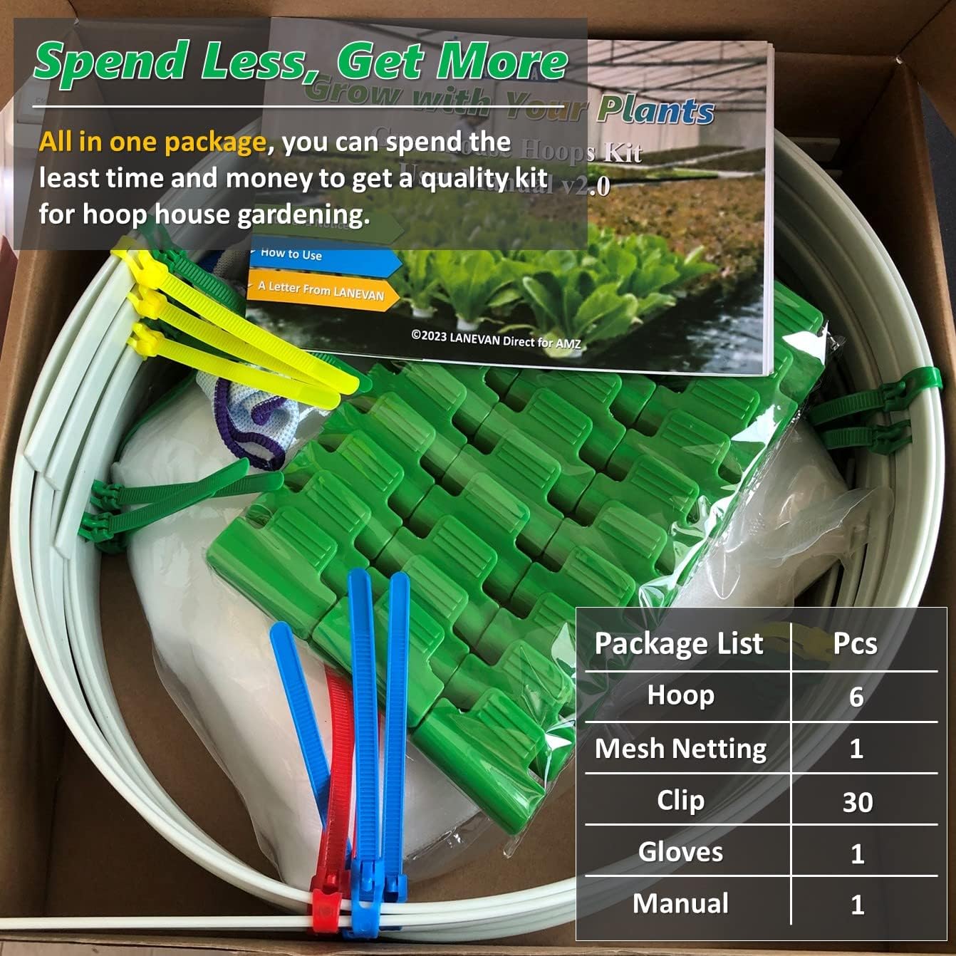 Garden Mesh Netting Kit, Super Bendable Fiberglass Greenhouse Hoops with Ultra-Fine Pest Barrier for 2-4ft Wide Raised