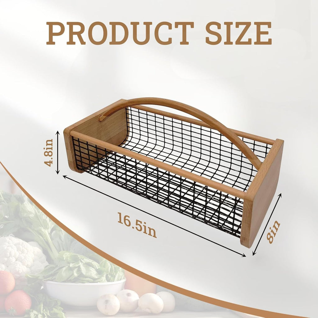 Garden Hod Harvest Basket, Durable Wooden Gardening, Supply Suitable For Kitchen, Picnic And Outdoor Picking