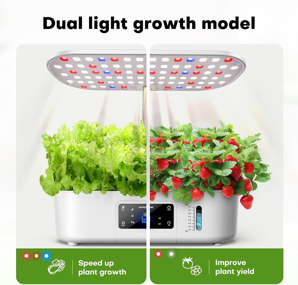 Ahopegarden Hydroponics Growing System: 12 Pods with Touch Control Panel | Indoor Herb Garden with Grow Light