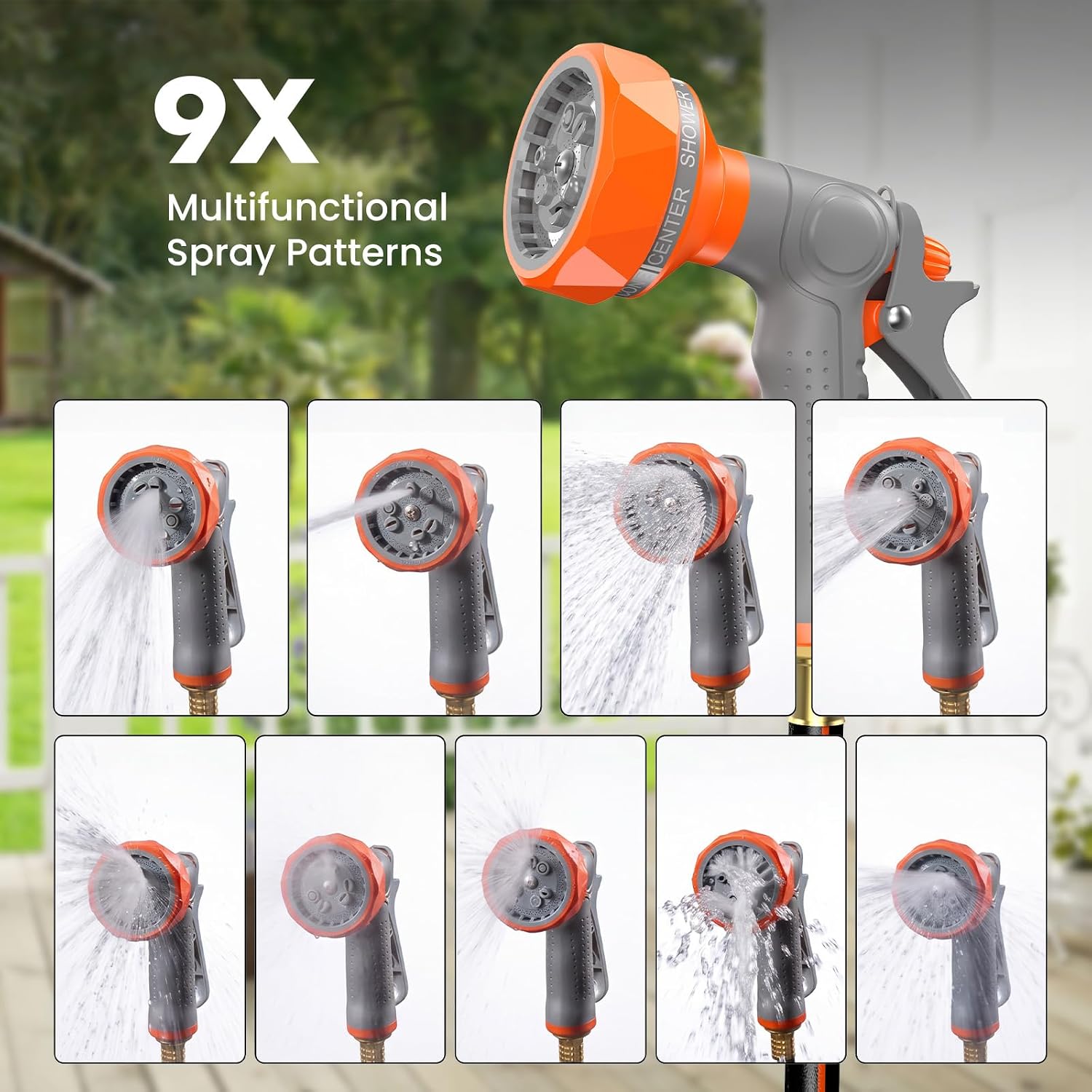 NEWBULIG Garden Hose Reel, 1/2" x 100 ft Retractable Heavy Duty Water Hose | Automatic Wall Mounted, 9 Pattern Hose
