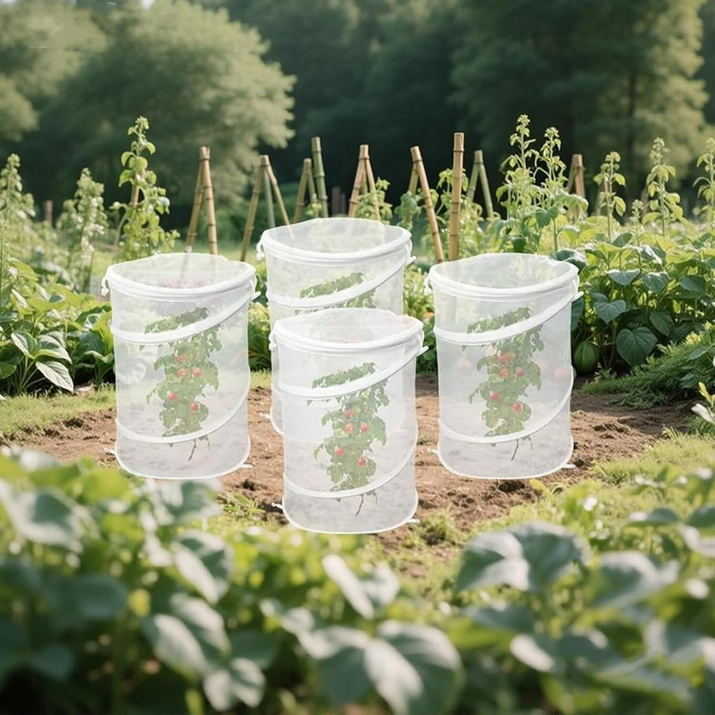 2-Pack Pop Up Plant Covers, Heavy Duty 18"x24" Mesh Plant Cover & Garden Cloche with Ground Stakes, Windproof Plant