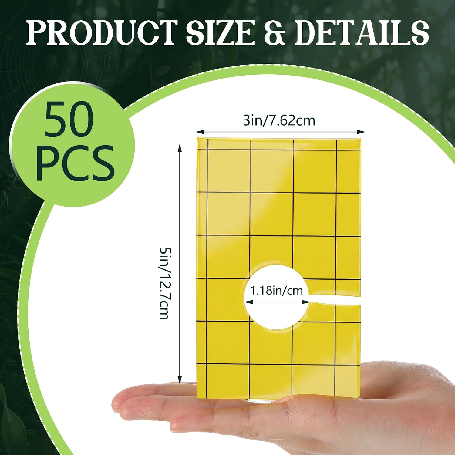 50 Pack Yellow Pre-Cut Sticky Traps Bulk for Gnats 3 x 5 Inch Dual Sided Bug Fly Sticky Traps with Center Hole for
