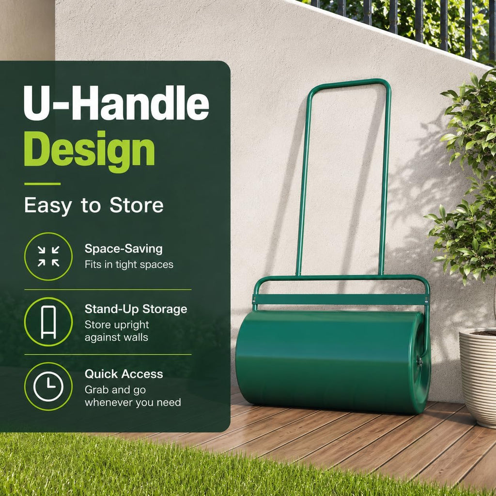 Lawn Roller, Heavy-Duty Push/Tow Behind Water/Sand Filled Garden Drum Roller for Park, Garden, Yard, Ball Field