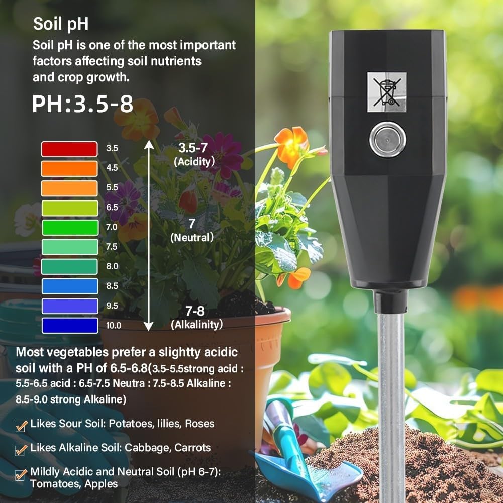 Soil pH Tester and Moisture Meter for Garden Use Portable Soil Testing Tool for Optimal Plant Growth (30cm)