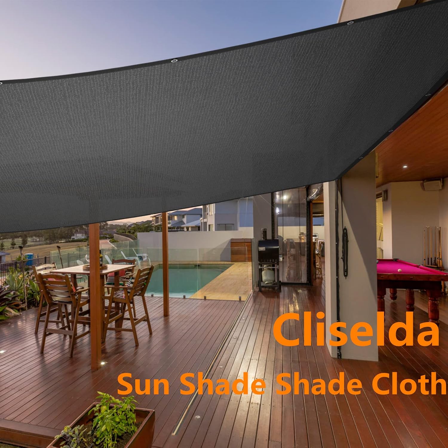 Cliselda 10x50ft Black Shade Cloth w/Grommets for Patio Mesh Tarp Sun Shade | 70% -80% UV Resistant, for Greenhouse