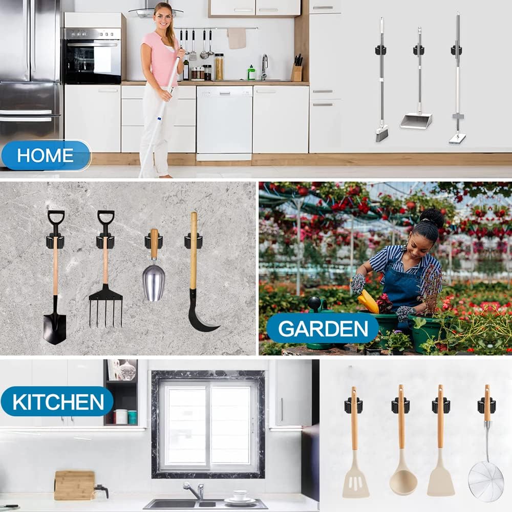 JAMEND CLXP 24PCS Broom and Mop Holder, Heavy Duty Garden Tool Organizer Rack Rake and Shovel Handle, Stainless Steel