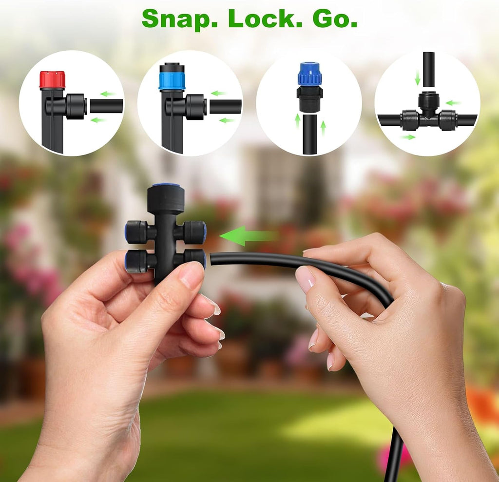 250FT Drip Irrigation System Kit New Quick-Connect, Automatic Garden Watering Misting System for Greenhouse, Yard