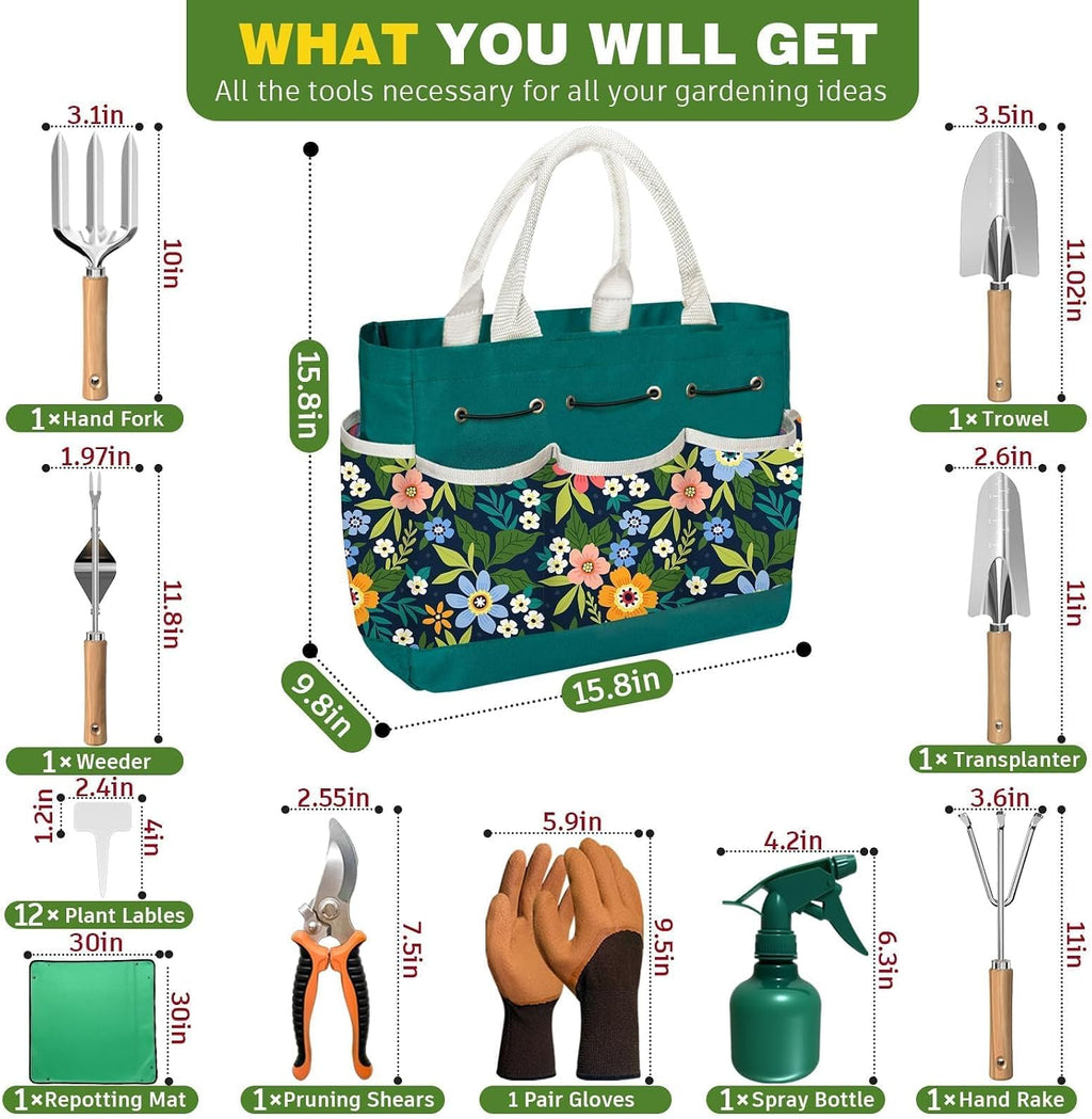 22Pcs Gardening Tools Set for Women Heavy Duty Garden Hand Tools Kit Birthday Gifts for Mom Wife Grandma Beginner