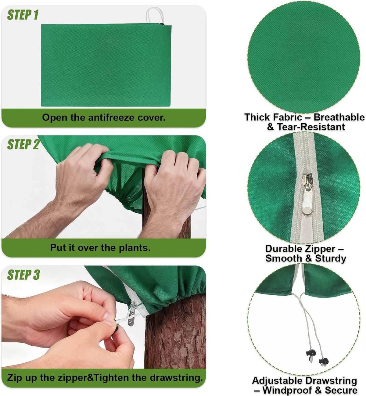 5Pcs Plant Frost Protection Covers 31.5x47.2 Inches – Reusable Breathable Freeze Blankets with Drawstring, Waterproof