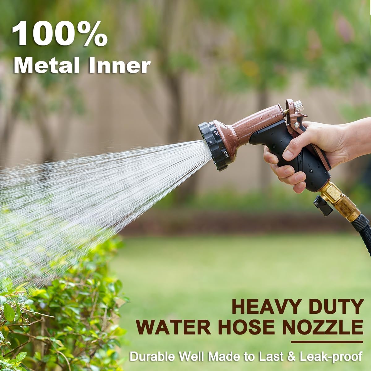 FANHAO 7 Spray Patterns Metal Garden Hose Nozzle with Lockable Trigger | Rustproof Hose Sprayer Nozzle Heavy Duty