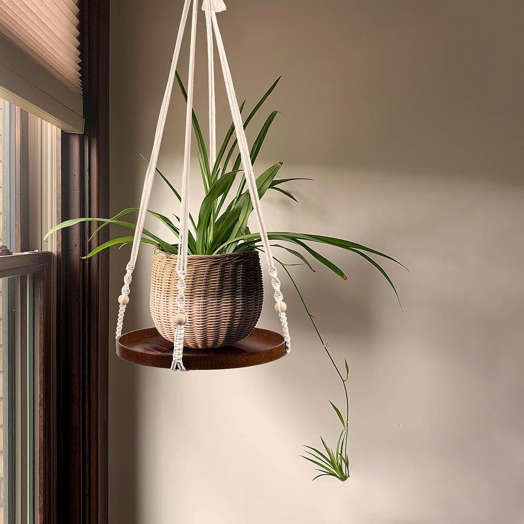 E-Know Macrame Plant Hanger - 2 Set Indoor Hanging Planter Shelf - Hanging Planter Rack Decorative Flower Pot Holder