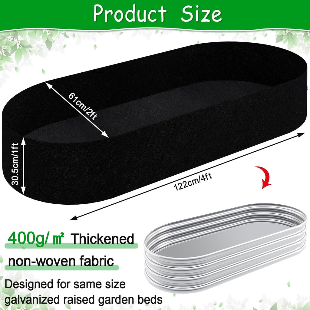 4x2x1FT Raised Garden Bed Liner for Gardening Outdoor, 2mm Thick, Oval | Fabric Garden Grow Bed Bags for Outdoor Metal