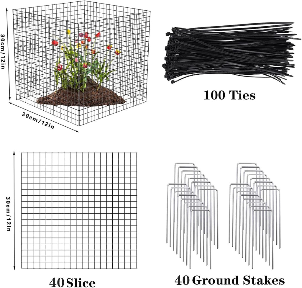 Small Wire Plant Protectors, 10 Pack 12" Square Plant Protectors from Animals Mesh Plant Cage Chicken Wire Cover for