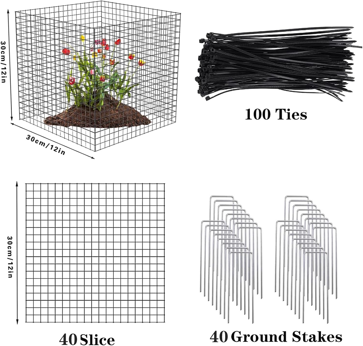 Small Wire Plant Protectors, 10 Pack 12" Square Plant Protectors from Animals Mesh Plant Cage Chicken Wire Cover for