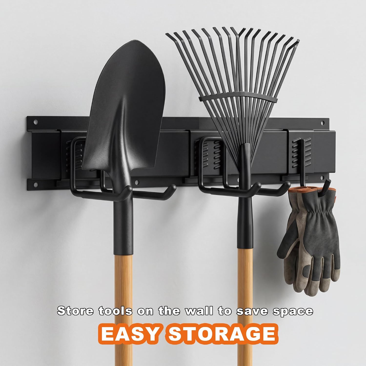 Heavy Duty Tool Hooks Set - Wall Mount Garage Tool Organizer, Multipurpose Metal Storage Hanger for Garden Tools Broom