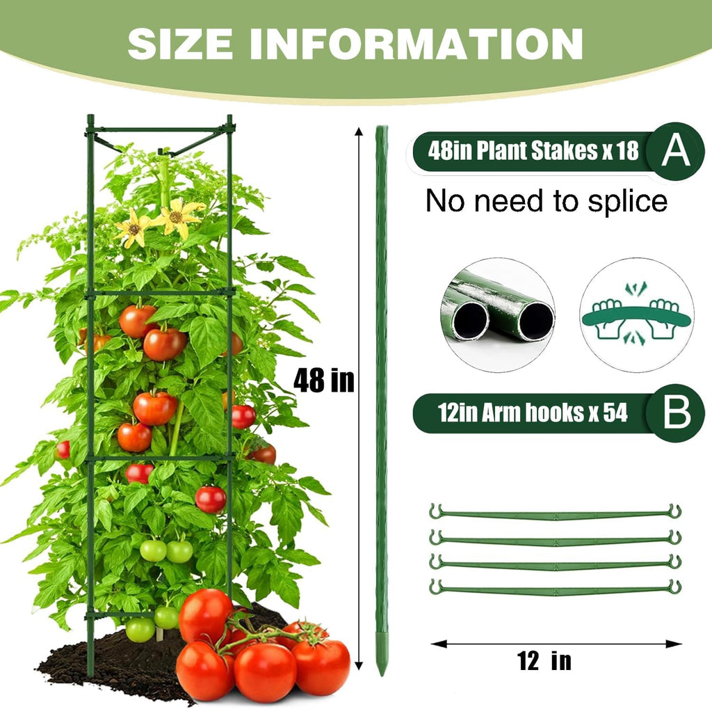 6 Pack Tomato Cage for Garden, 48 Inches Metal Garden Stakes, Plant Support Cages Trellis for Garden and Pots, Tomato