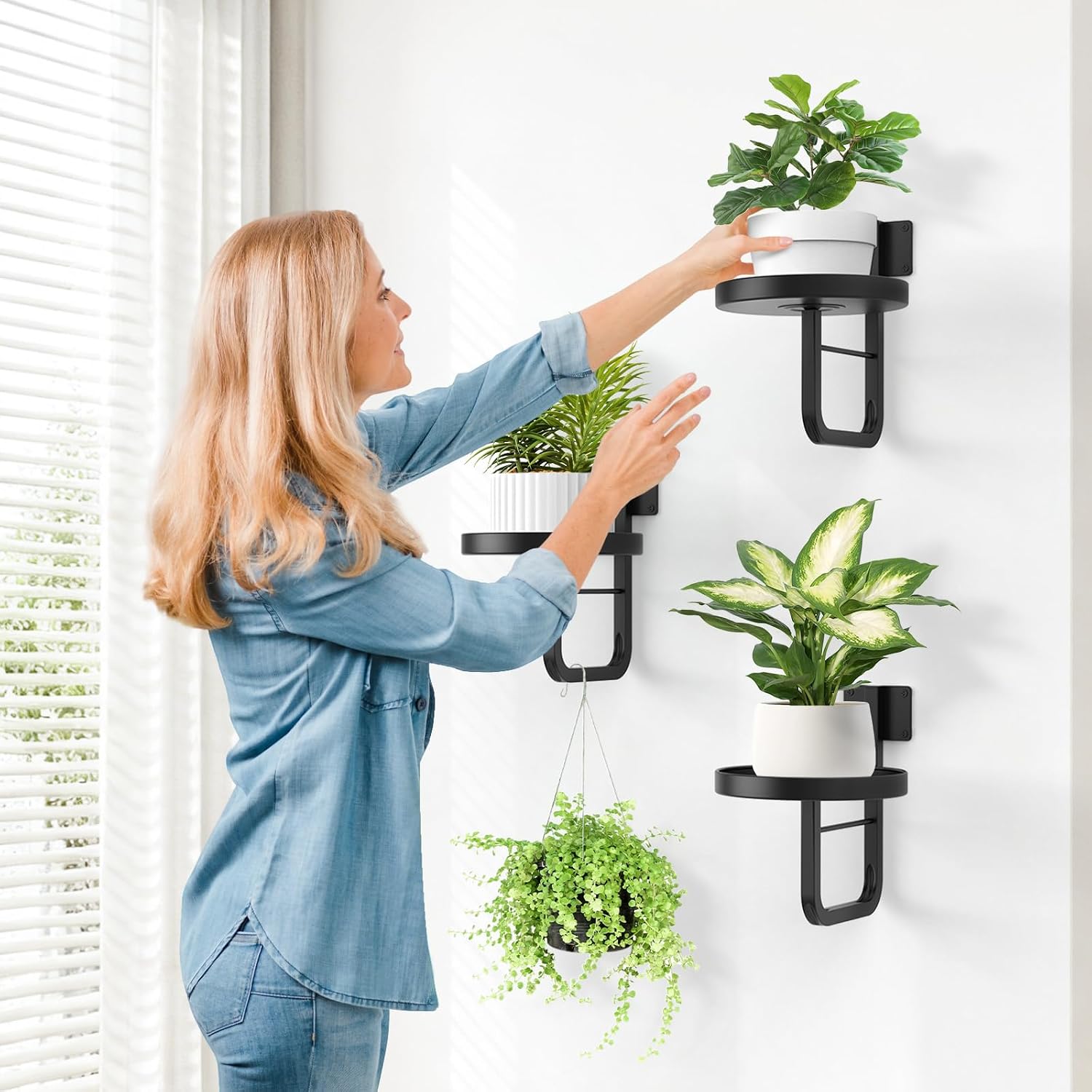 Wall Plant Holder, 7.9 Inch Large Hanging Plant Holder Wall Planters for Indoor Plants, Wall Mounted Plant Holder