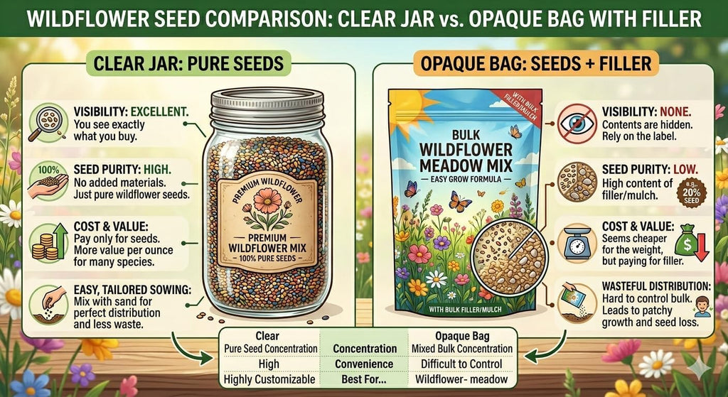 Wildflower Seeds 1/4lb Perennial - 100% Pure Organic Non-GMO Seed Mix - 12 Hardy Varieties for Pollinators, Bees &