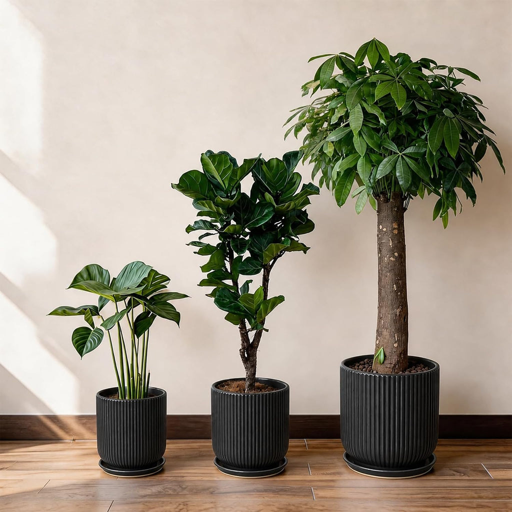 Deep Dream 8 Inch Ceramic Pots for Plants, Heavy Plant Pot for Indoor Outdoor Plants, Large Plant Pot with Drainage