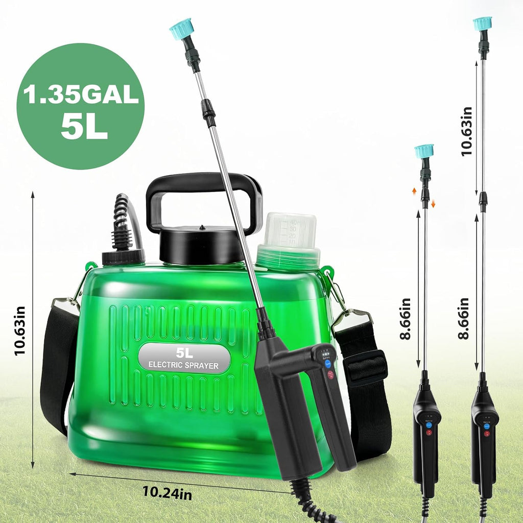 SideKing Battery Powered Sprayer 1.35 Gallon, 3 Adjustable Pressure Electric Weed Sprayer with Battery Indicator