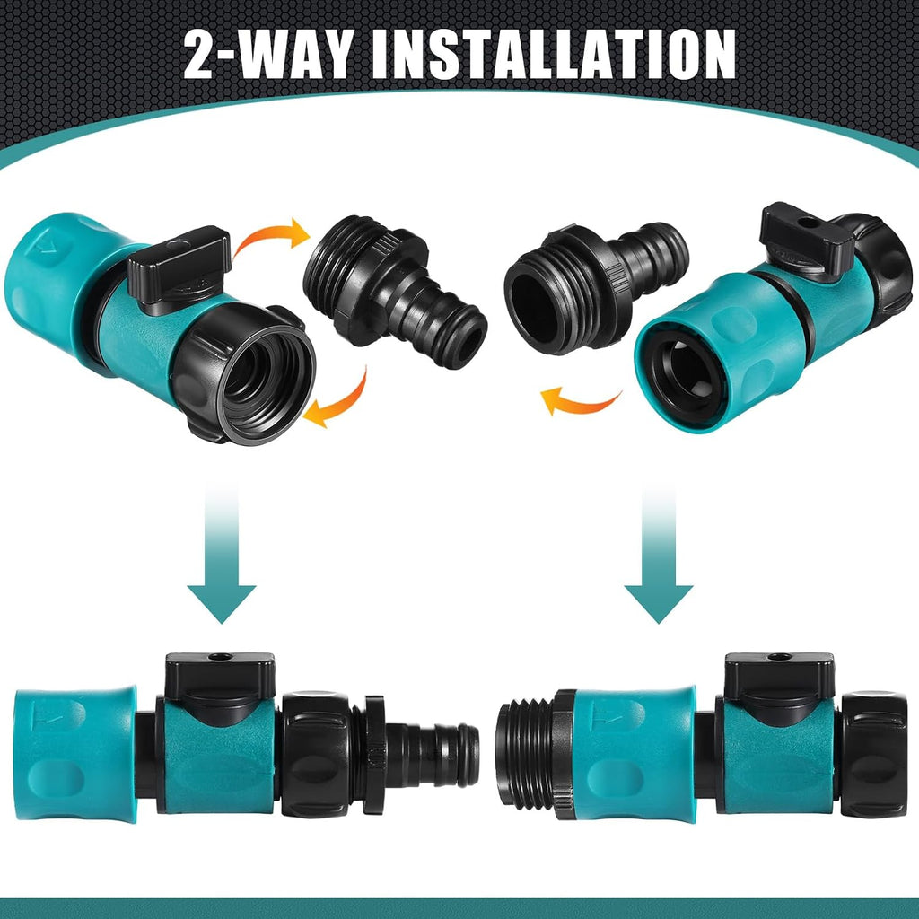 Threlaco 20 Pack Garden Hose Quick Connect with Shut Off Valve,3/4" Plastic Water Hose Connector Fittings,40 Male