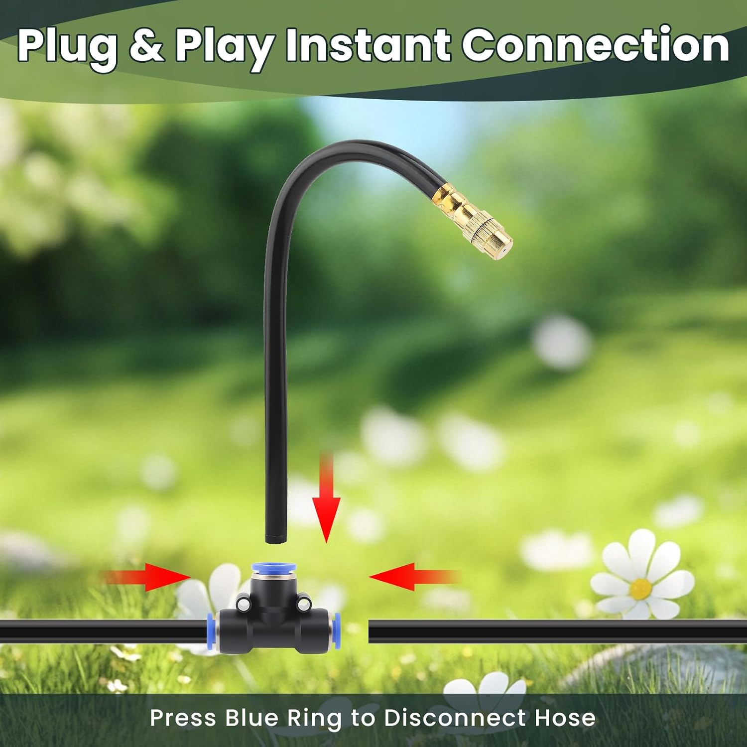 100FT Automatic Drip Irrigation Kits with Water Timer - Garden Watering System with 360° Bendable Spray Adjustable