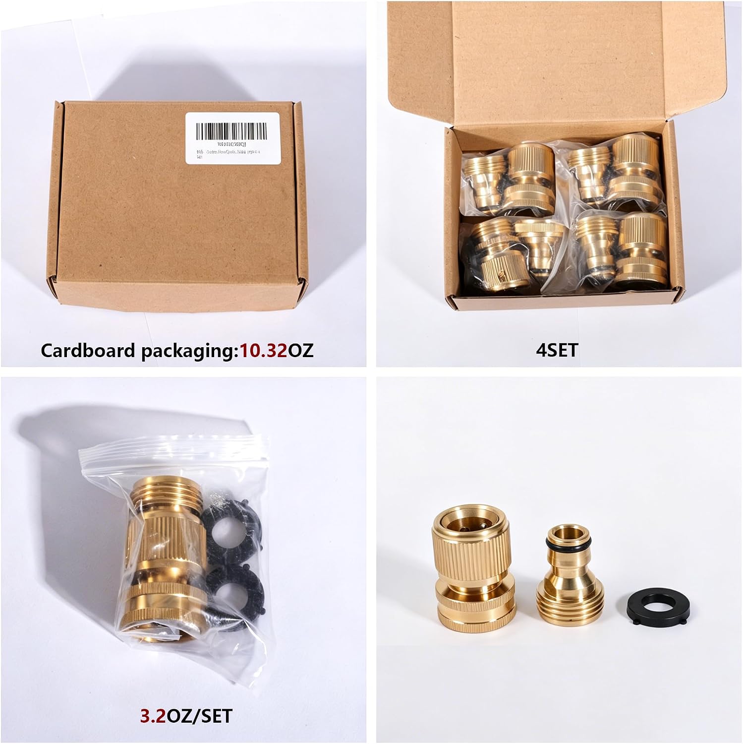 Garden Hose Quick Connect Solid Brass Quick Connector Garden Hose Fitting Water Hose Connectors 3/4 inch GHT