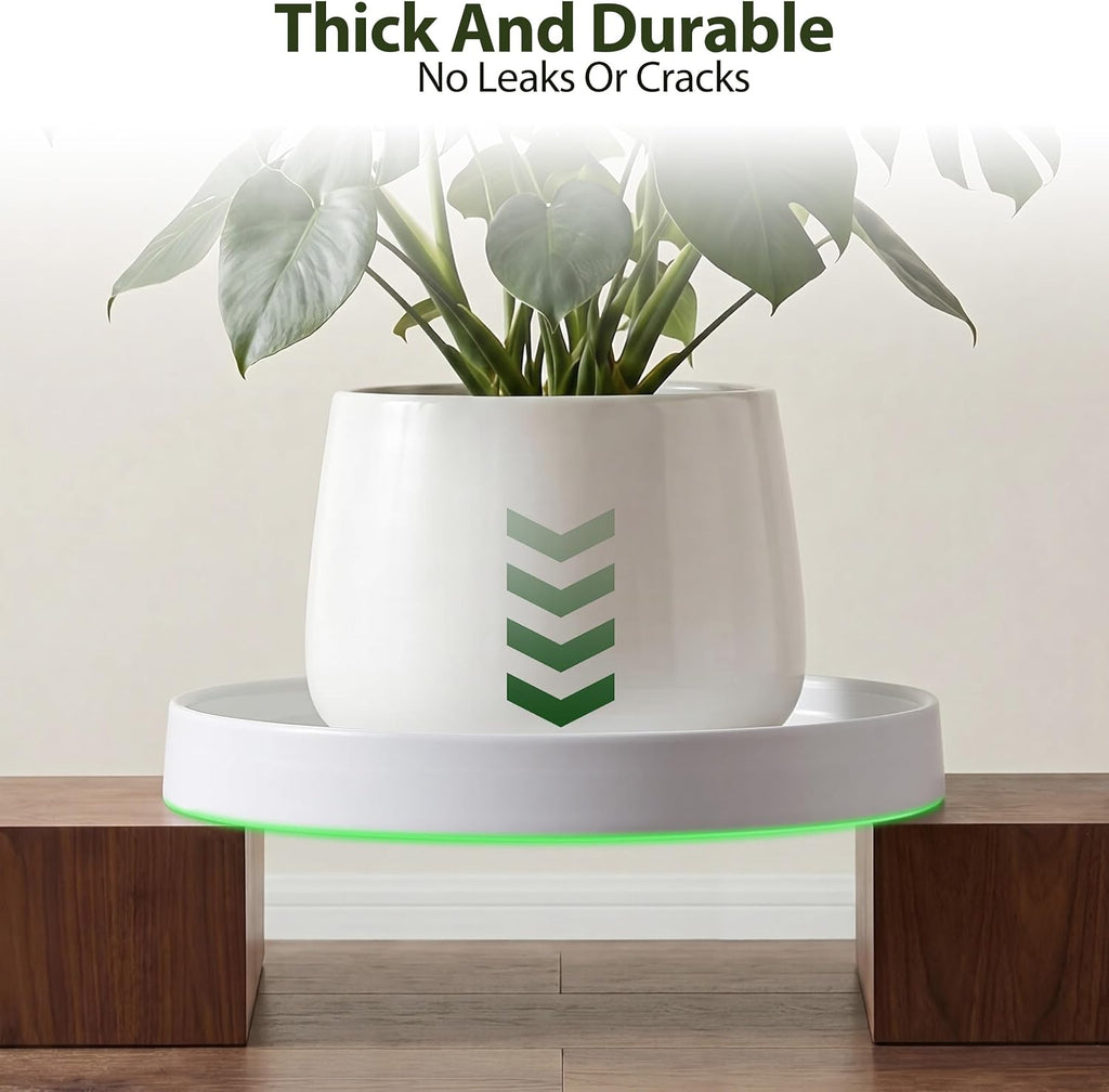 Ceramic Plant Saucer 12.5 Inch 1 Pack White, Fits Pot Base Under 12 Inch | Sturdy, Leak-Proof, Indoor Outdoor Planter