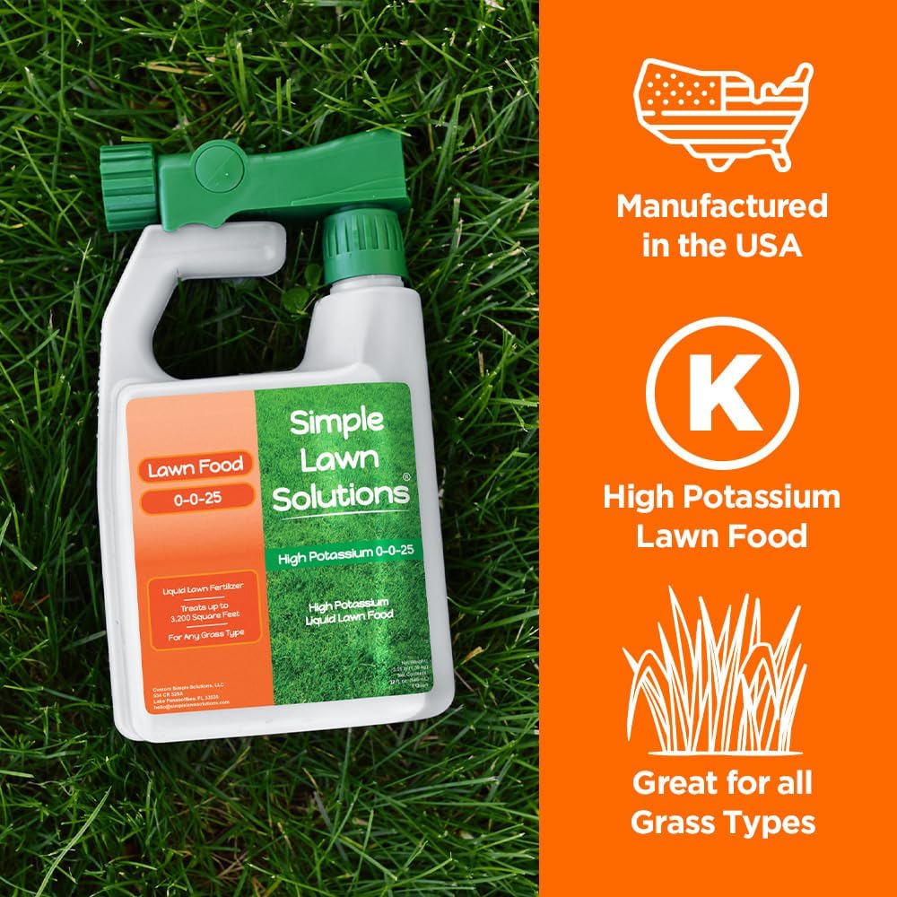 Simple Lawn Solutions - High Potassium Lawn Food Liquid Fertilizer 0-0-25 - Concentrated Spray - Turf Grass Vigor and