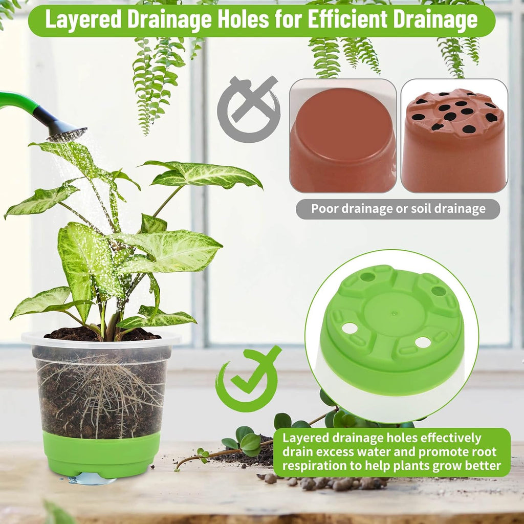 Caffox 57PCS Reusable Seed Starter Kit Includes 26 Packs 4" Clear Nursery Pots with Silicone Base, Repotting Mat