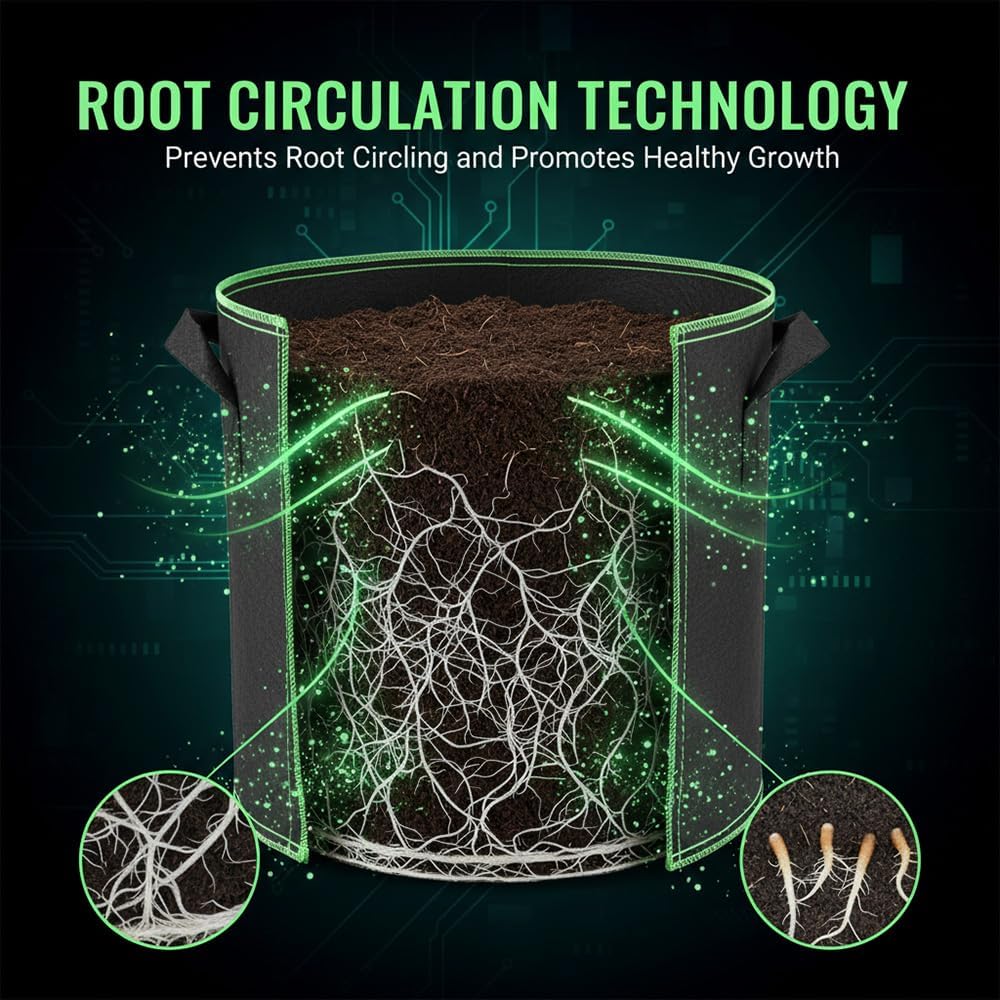 Thickened Fabric Grow Bags with Handles, Heavy Duty 5 Gallon&10 Gallon Reusable Plant Grow Bags for